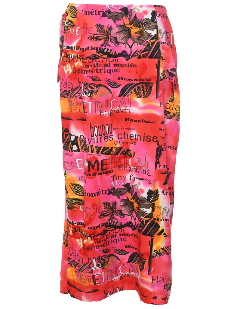 Floral Pattern Tiered Skirt - L