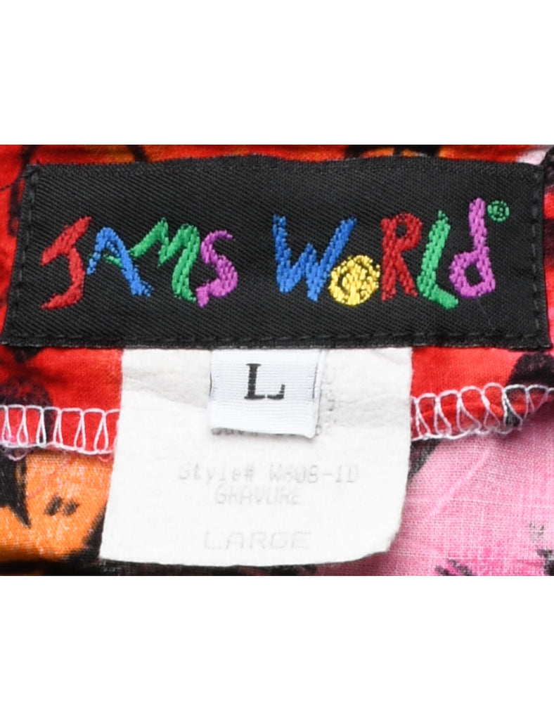 Floral Pattern Tiered Skirt - L