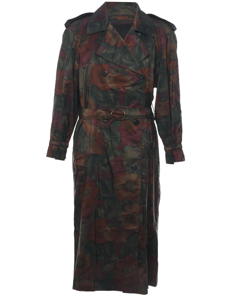 Floral Pattern Trench Coat - XL