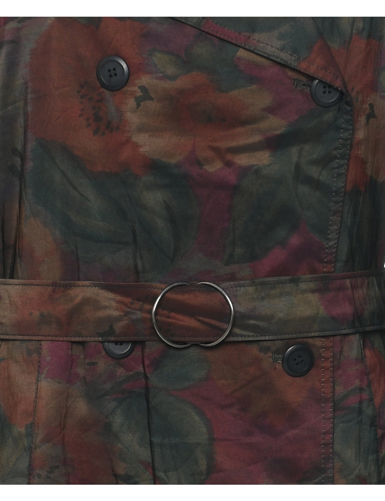 Floral Pattern Trench Coat - XL