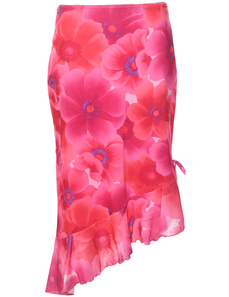 Floral Pattern Y2K Asymetrical Skirt - M