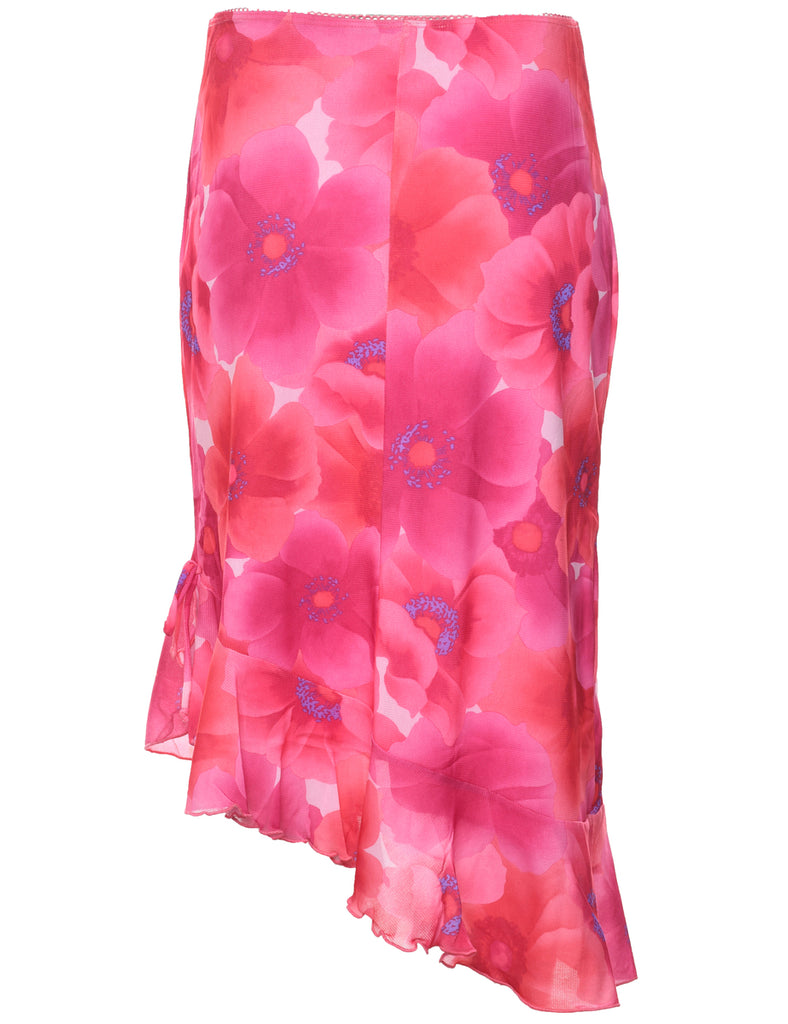 Floral Pattern Y2K Asymetrical Skirt - M