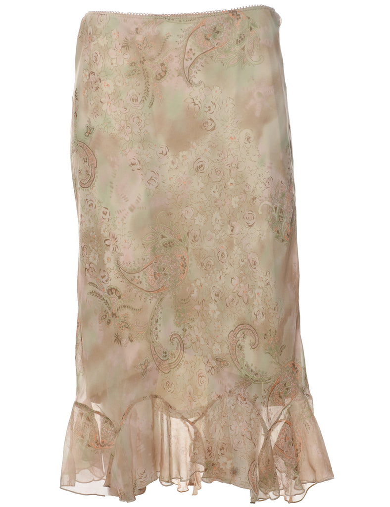 Floral Pattern Y2K Maxi Skirt - M