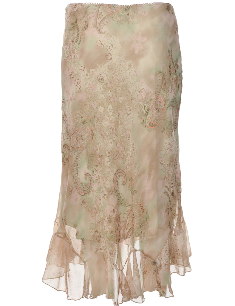 Floral Pattern Y2K Maxi Skirt - M