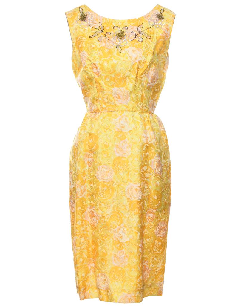 Floral Print 1960s Dress - M