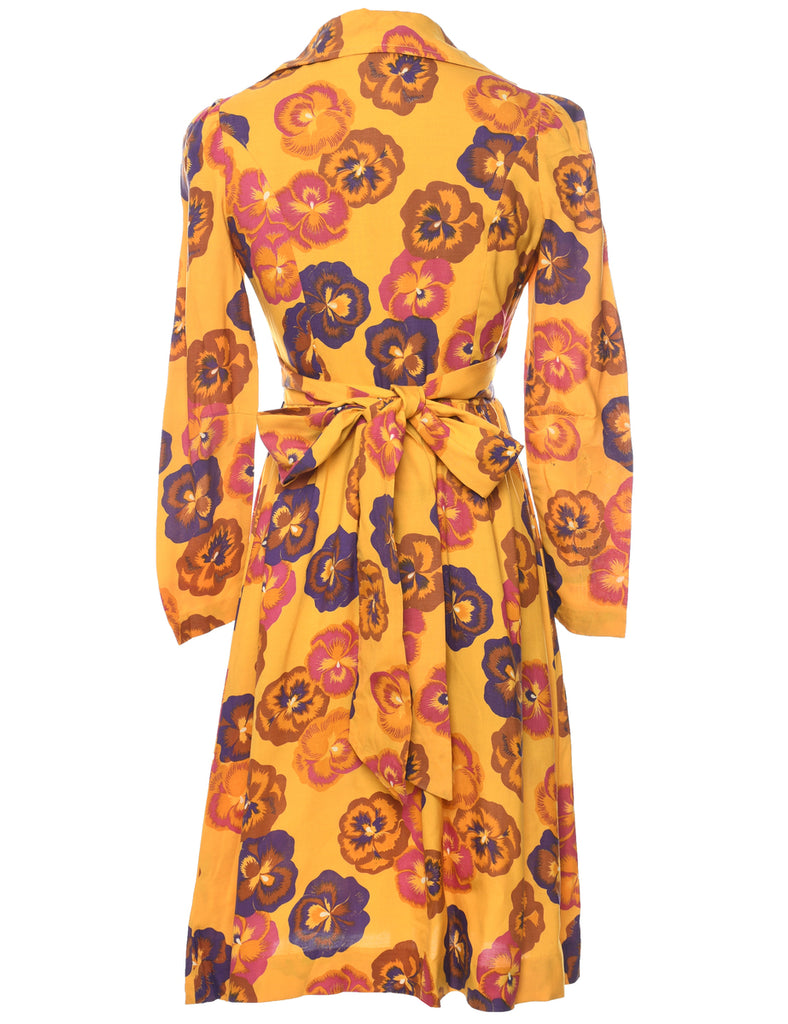 Floral Print 1970s Dress - S
