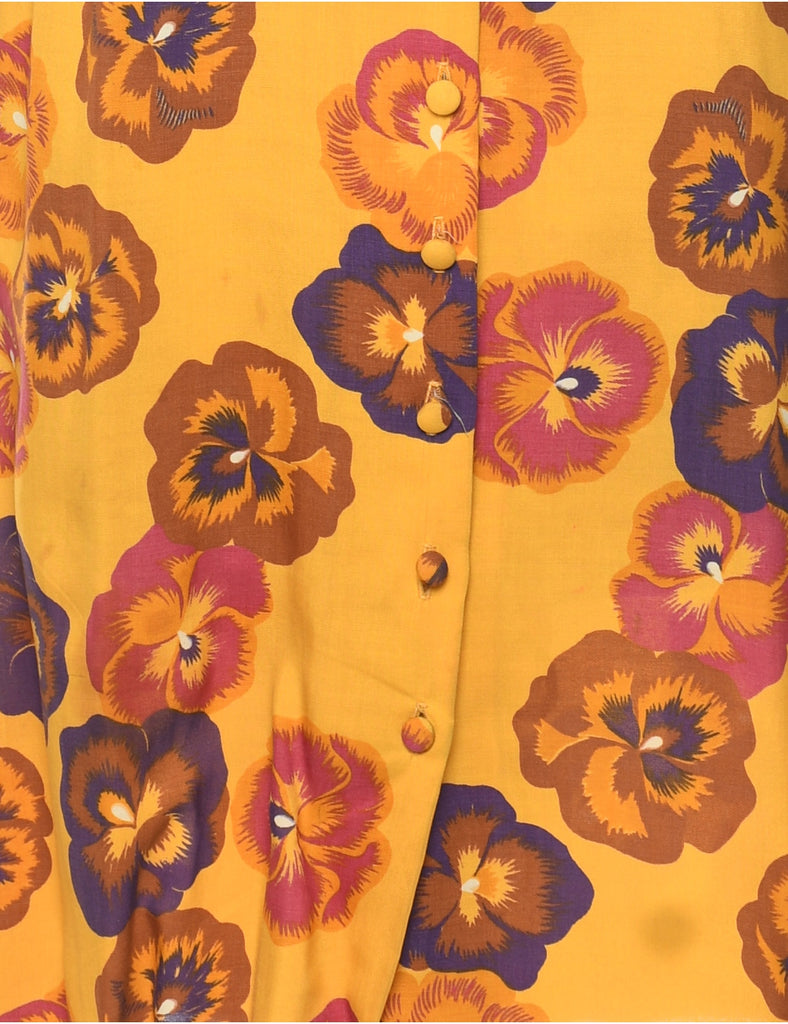 Floral Print 1970s Dress - S