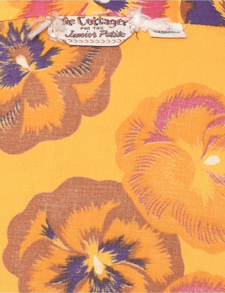 Floral Print 1970s Dress - S