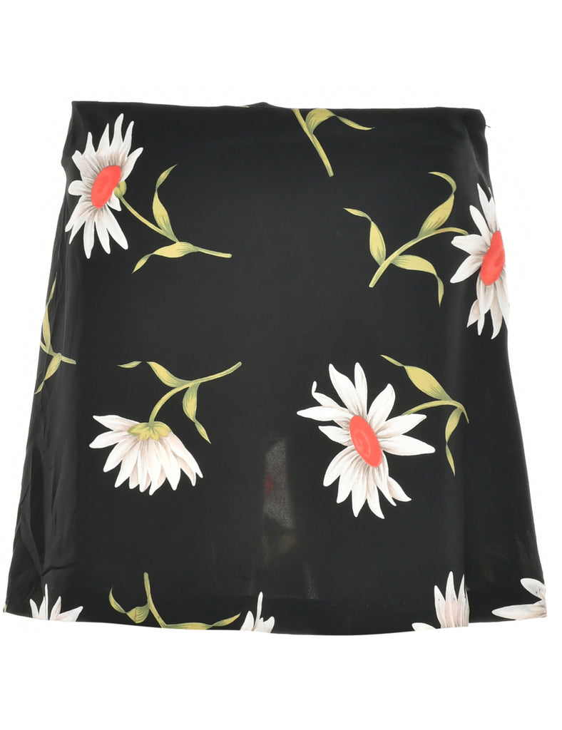 Floral Print A-line Skirt - M