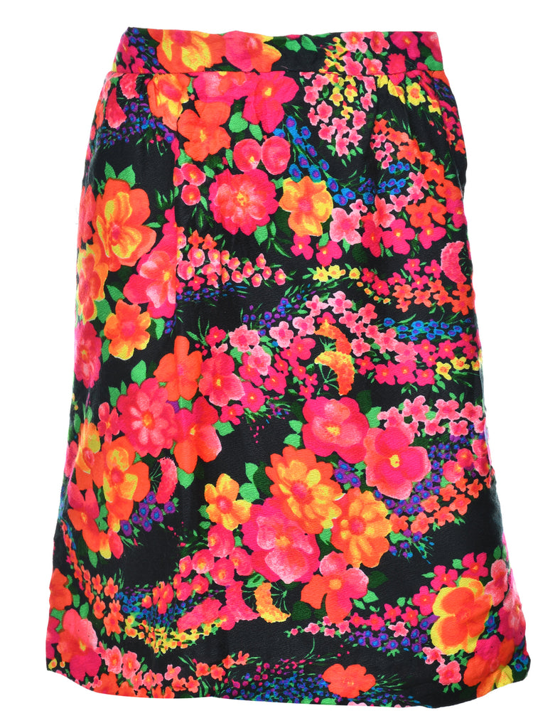 Floral Print A-line Skirt - S
