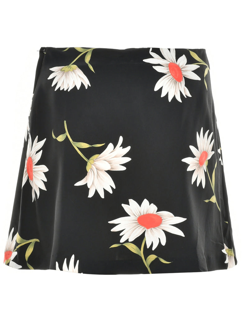 Floral Print A-line Skirt - M