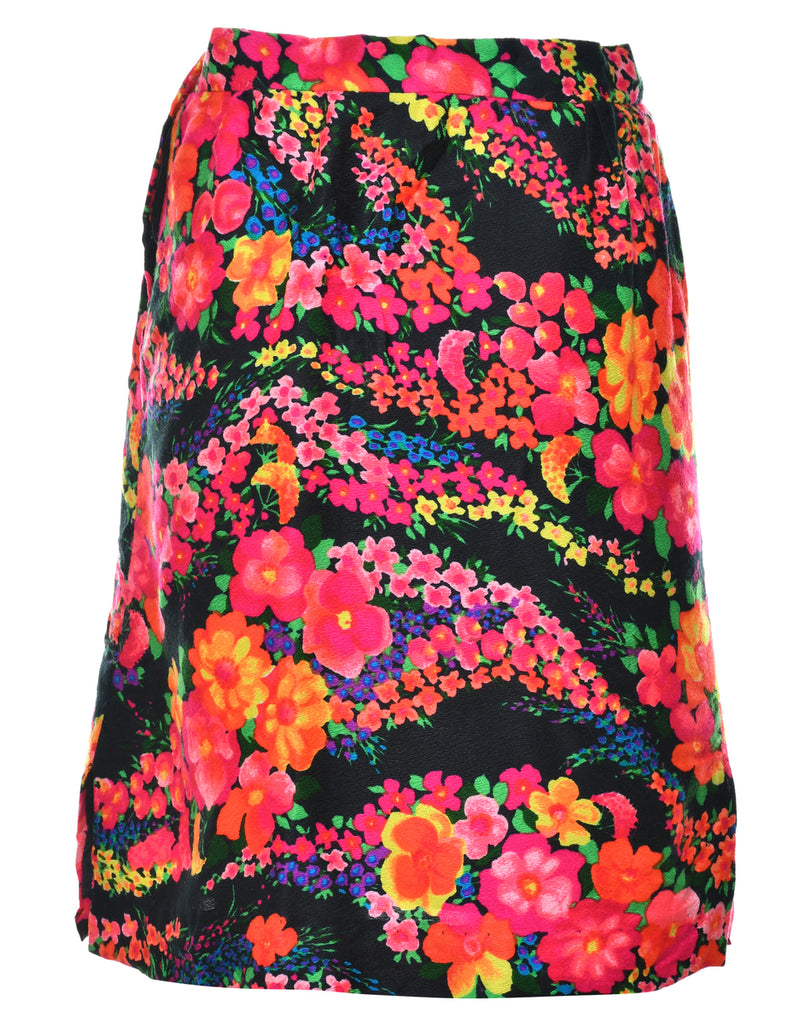 Floral Print A-line Skirt - S