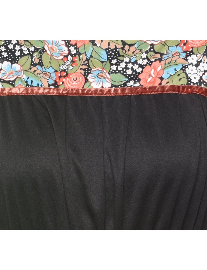 Floral Print Black Dress - S