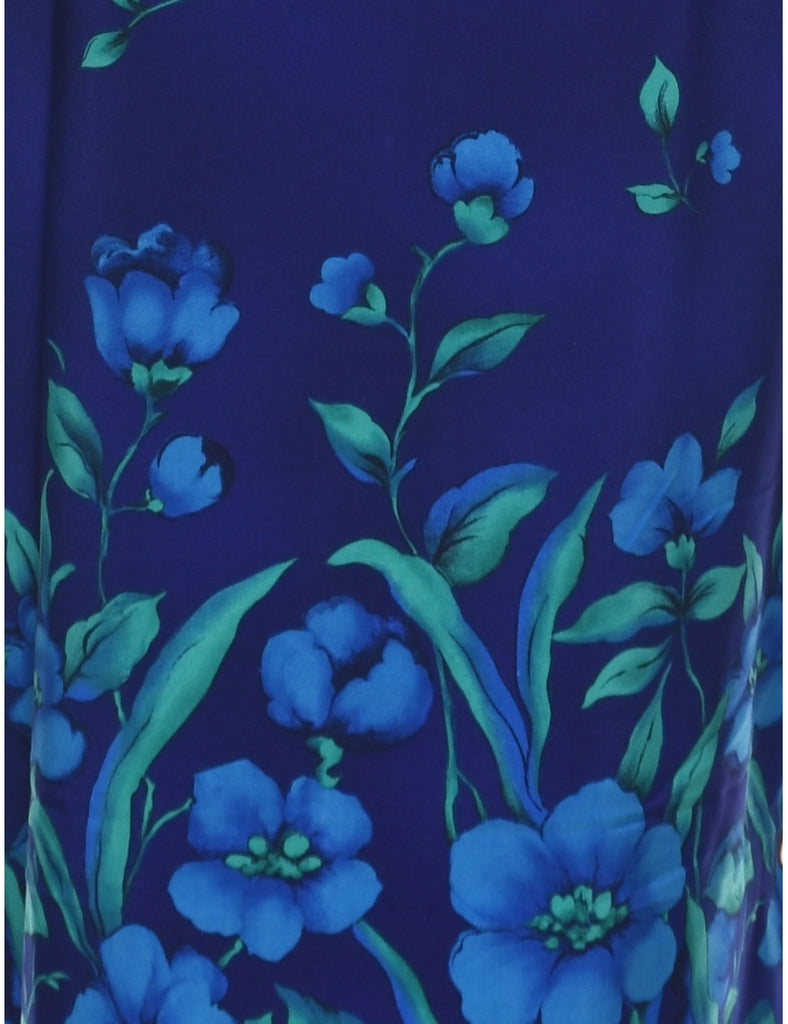 Floral Print Blue Dress - M
