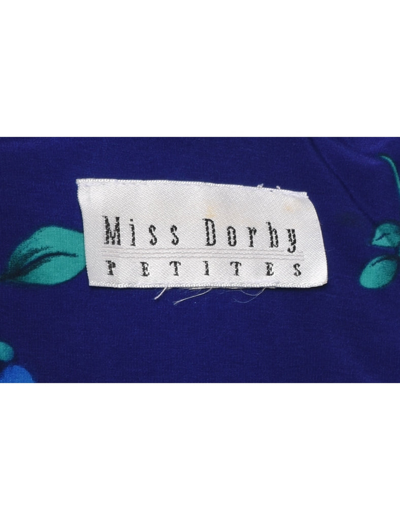 Floral Print Blue Dress - M