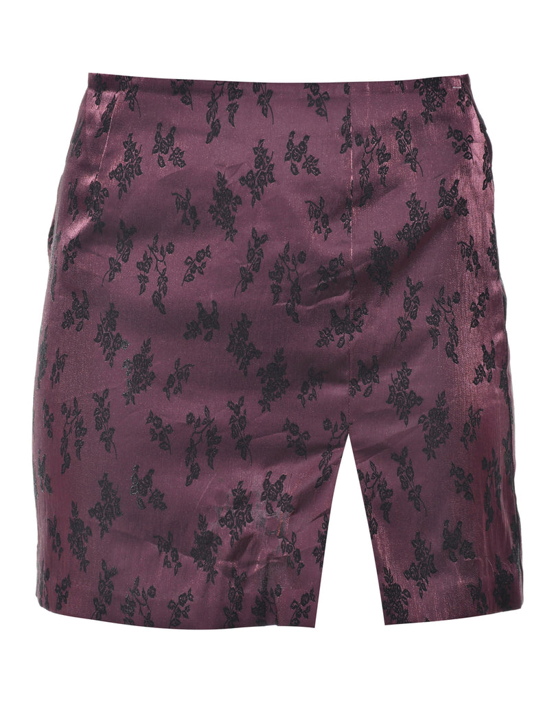Floral Print Brocade Pencil Skirt - S