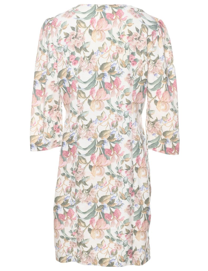 Floral Print Corduroy Dress - L