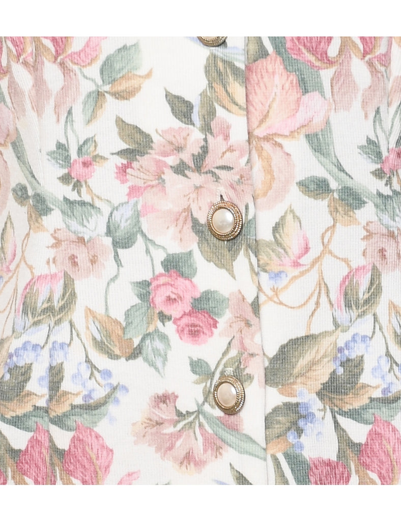 Floral Print Corduroy Dress - L