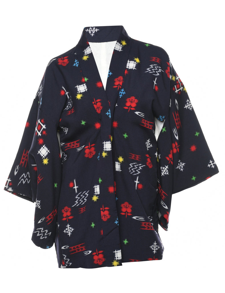 Floral Print Cropped Kimono - M