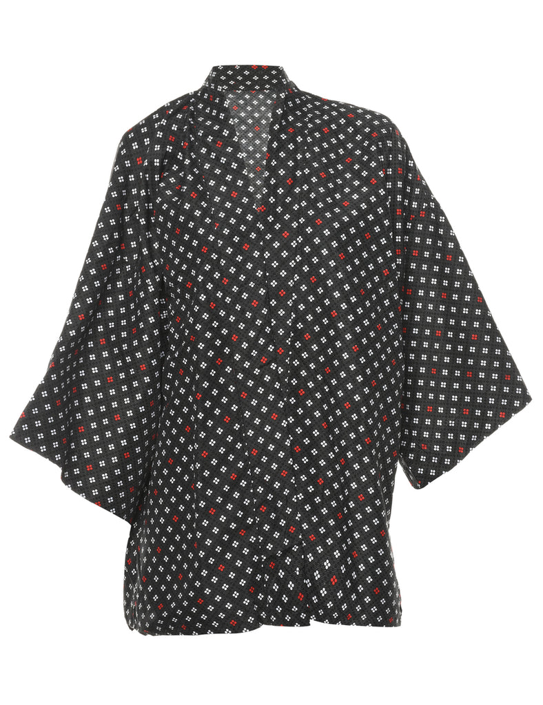 Floral Print Cropped Kimono - L