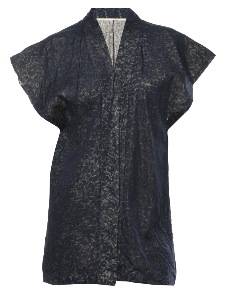Floral Print Cropped Kimono - M