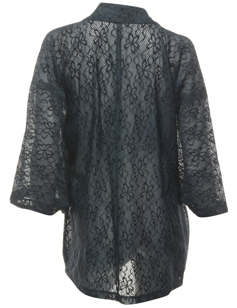 Floral Print Cropped Kimono - L