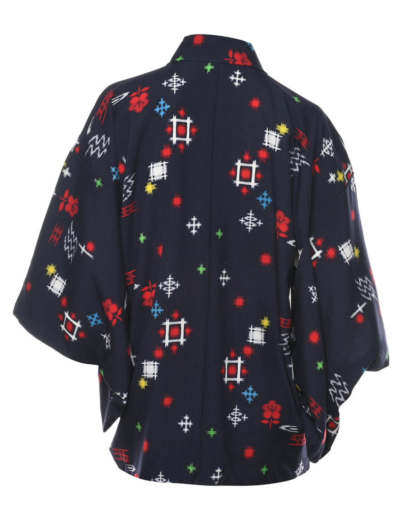 Floral Print Cropped Kimono - M