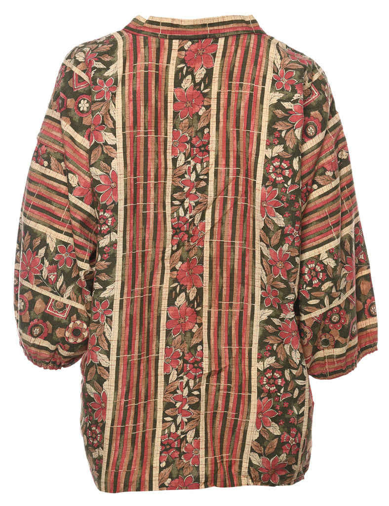 Floral Print Cropped Kimono - XL