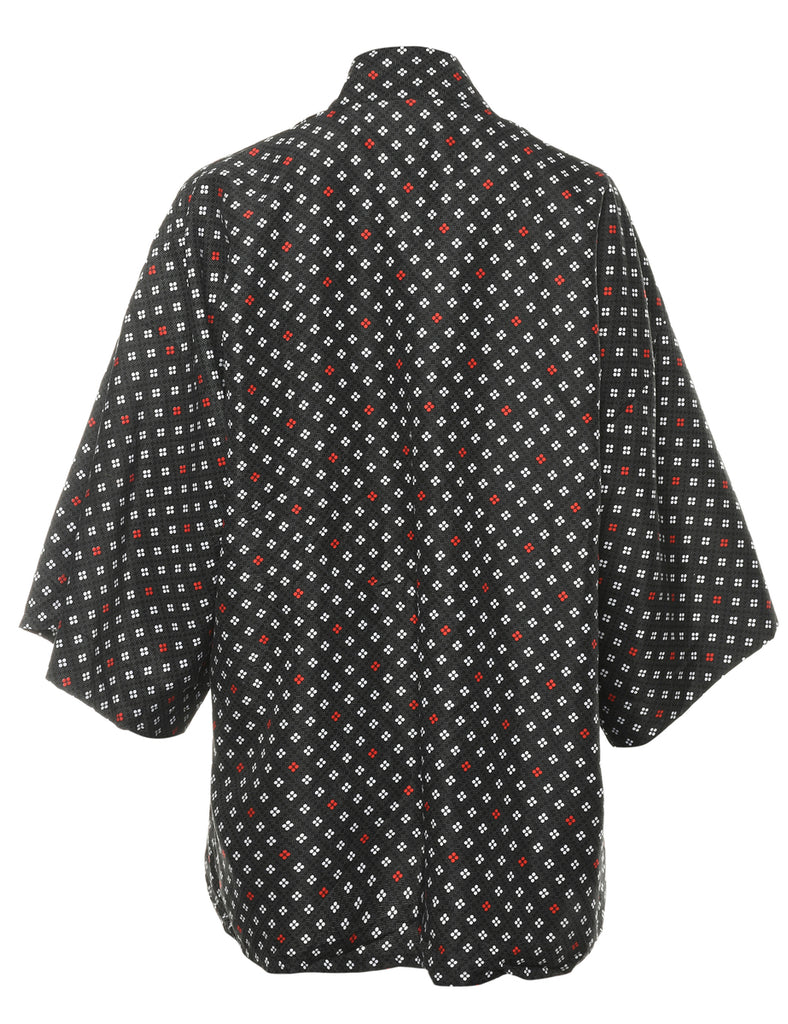 Floral Print Cropped Kimono - L