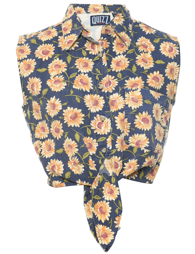 Floral Print Denim Shirt - S