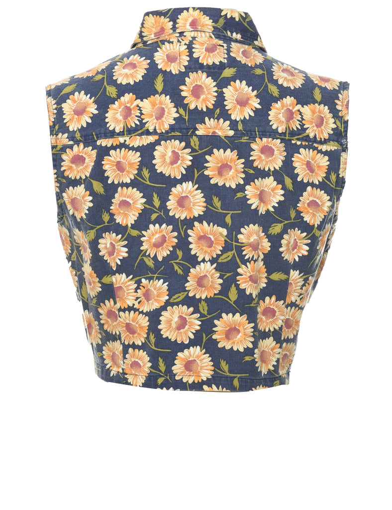 Floral Print Denim Shirt - S
