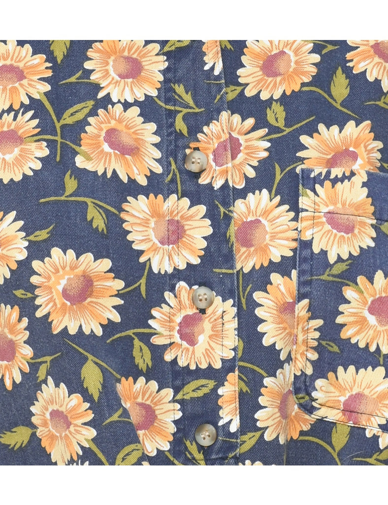 Floral Print Denim Shirt - S