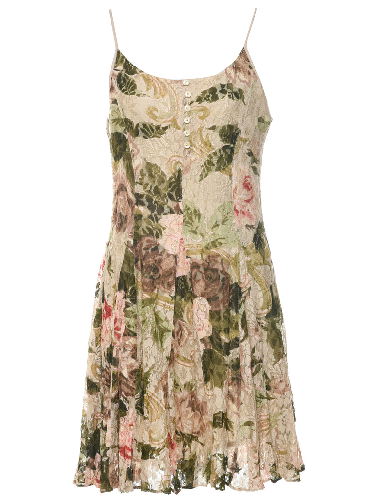 Floral Print Evening Dress - M