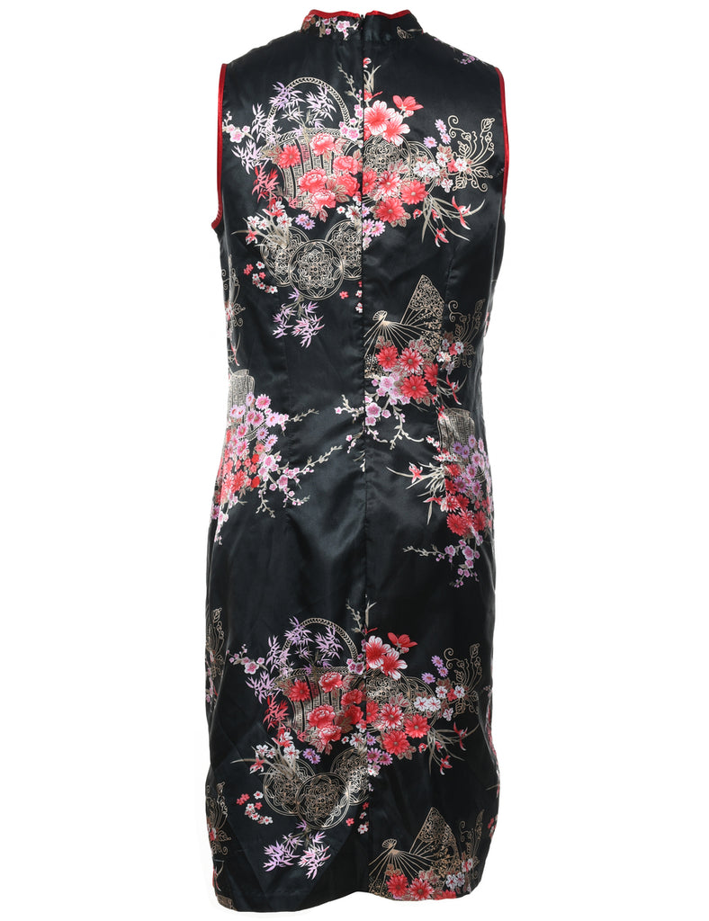 Floral Print Evening Dress - L