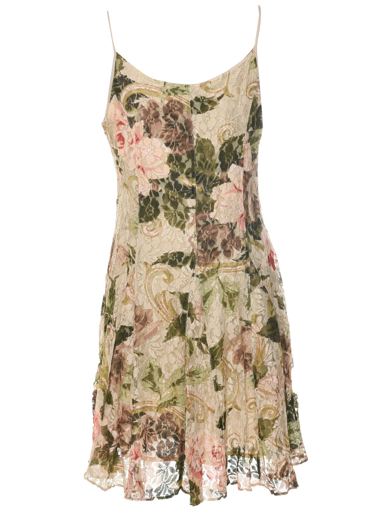 Floral Print Evening Dress - M