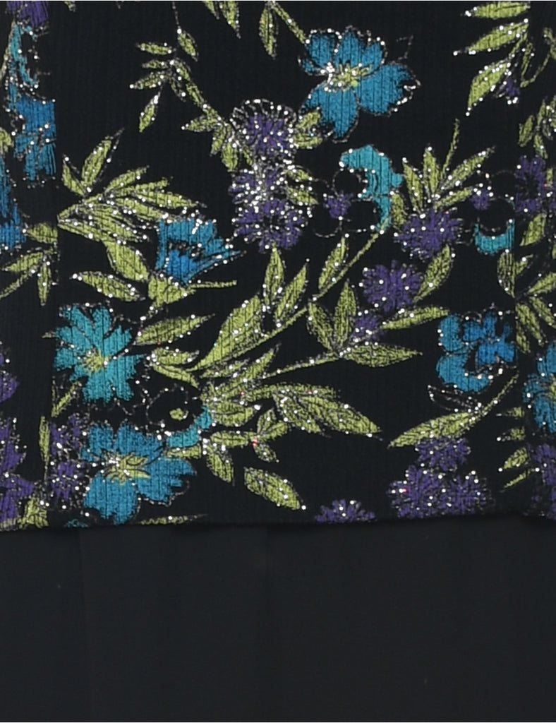 Floral Print Evening Dress - L
