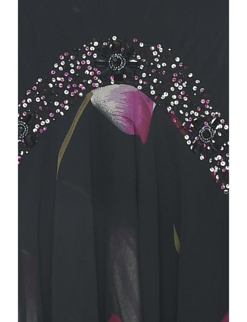 Floral Print Evening Dress - M