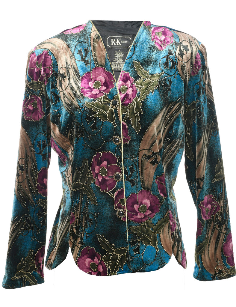 Floral Print Evening Jacket - M