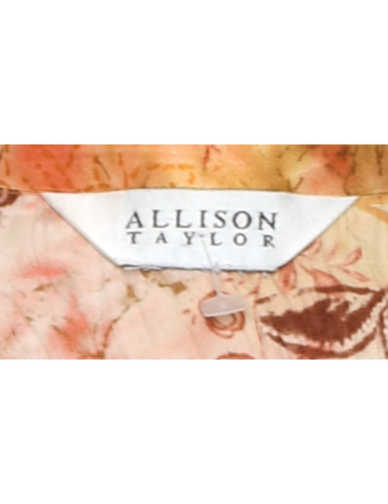 Floral Print Frilly Blouse - L