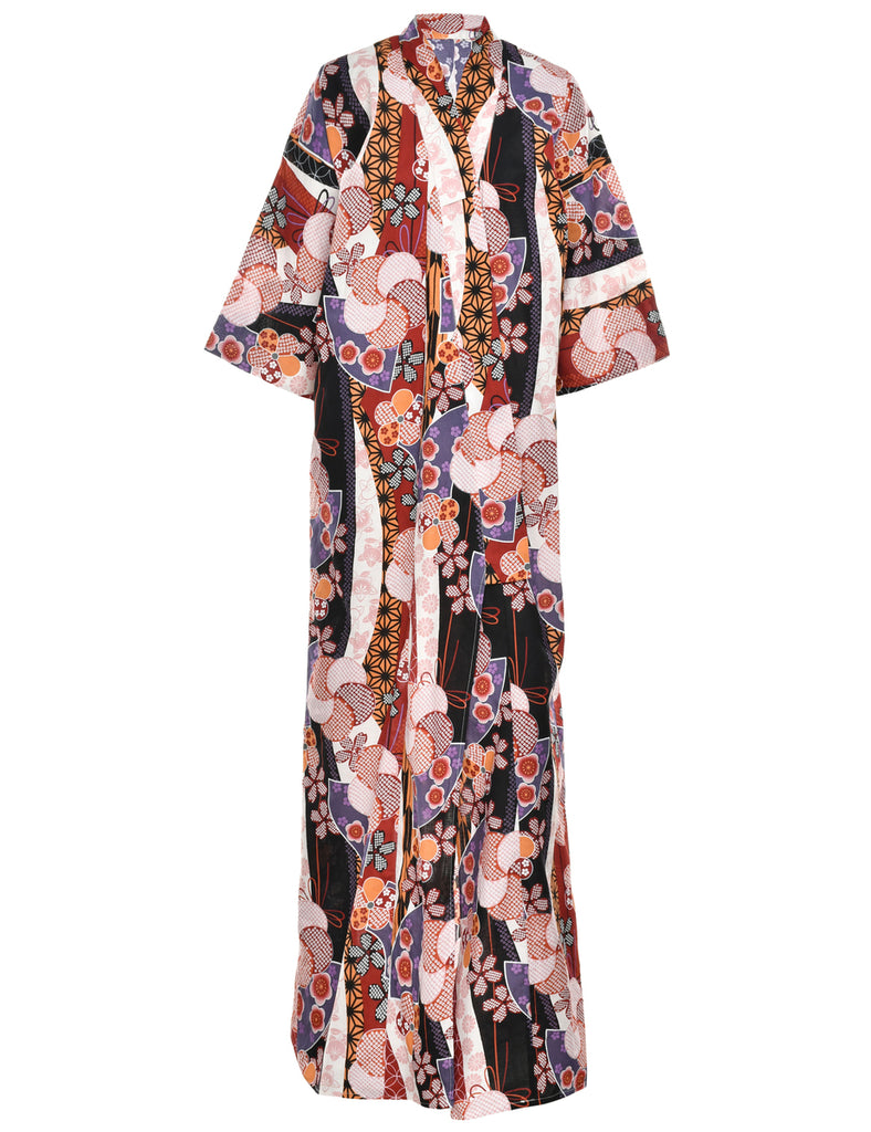 Floral Print Full Length Kimono - L