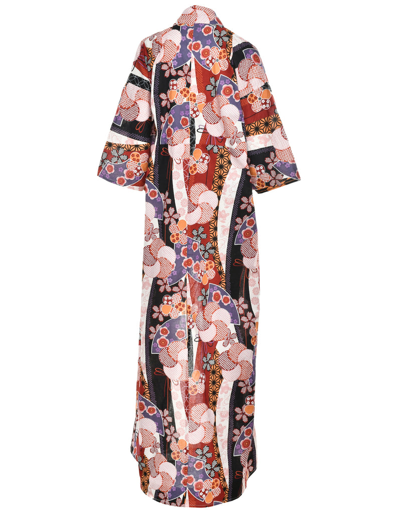 Floral Print Full Length Kimono - L
