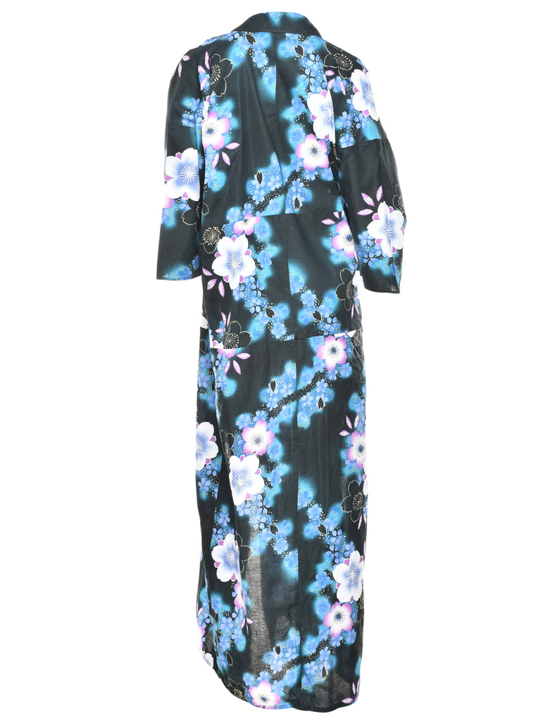 Floral Print Full Length Kimono - L