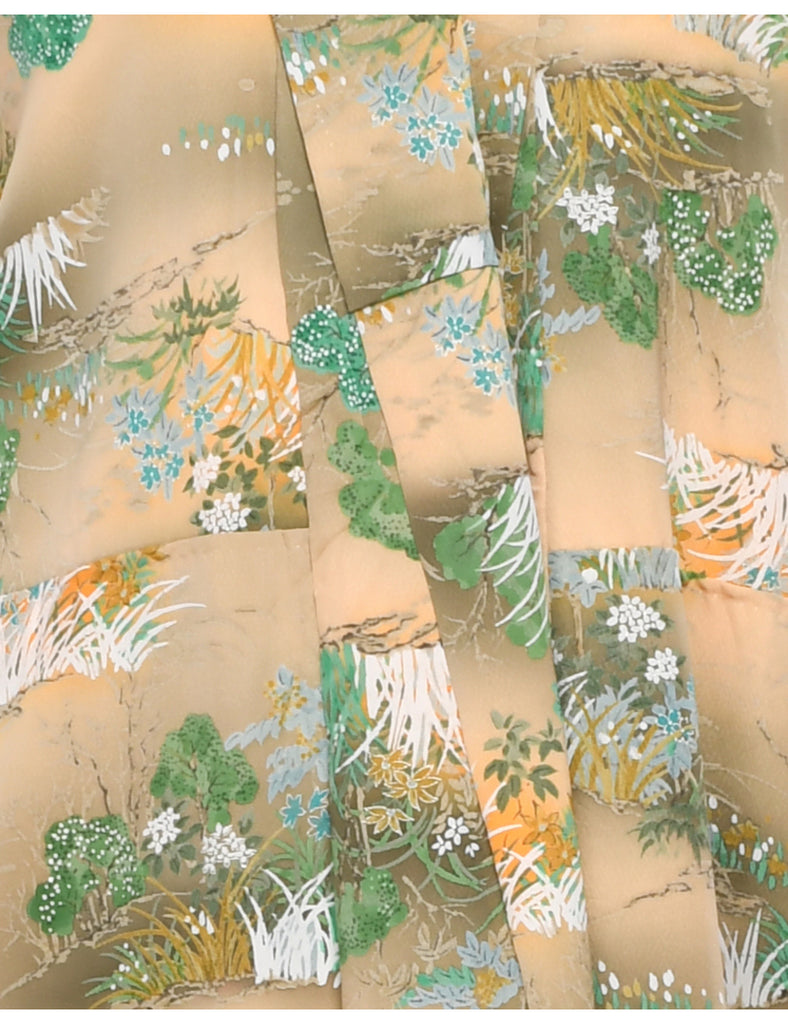 Floral Print Full Length Kimono - XL