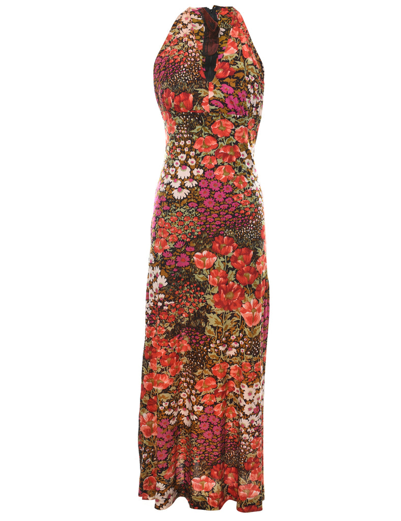 Floral Print Halterneck Maxi Dress - S
