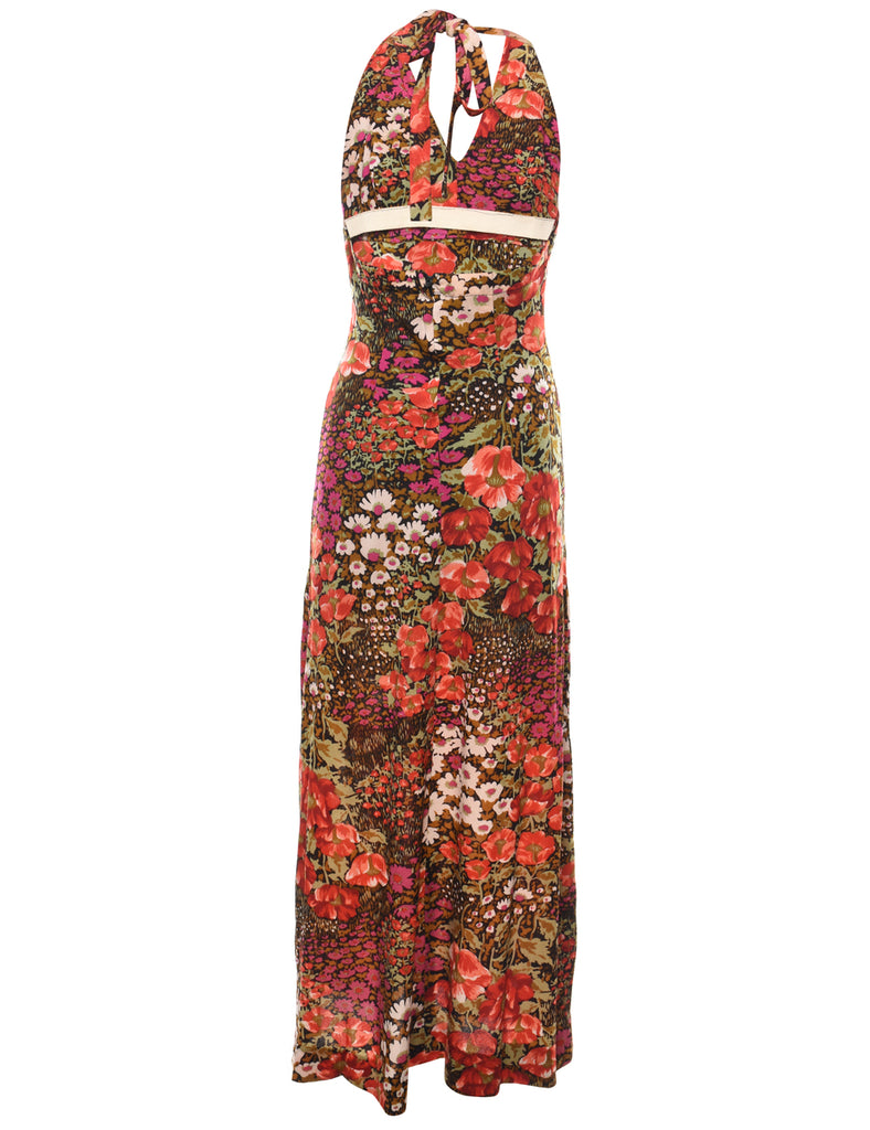 Floral Print Halterneck Maxi Dress - S