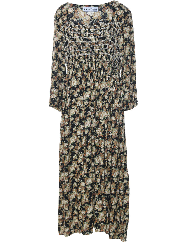 Floral Print Maxi Dress - L