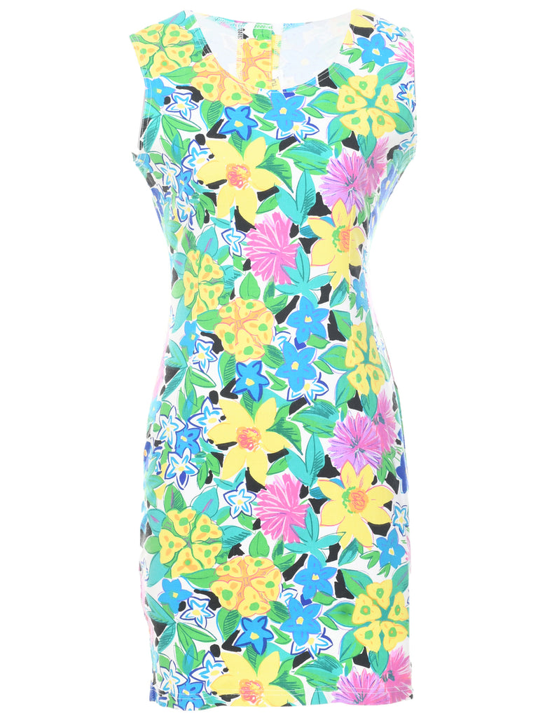 Floral Print Mini Dress - M