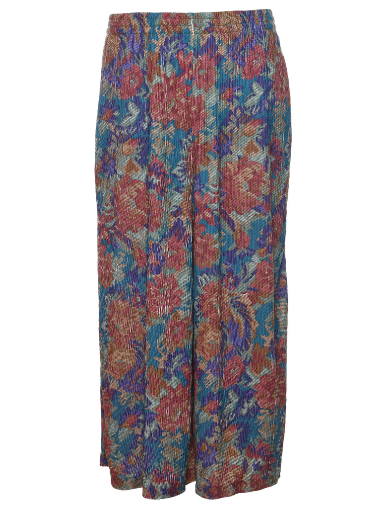 Floral Print Multi-Colour Wide Leg Trousers - W26 L21