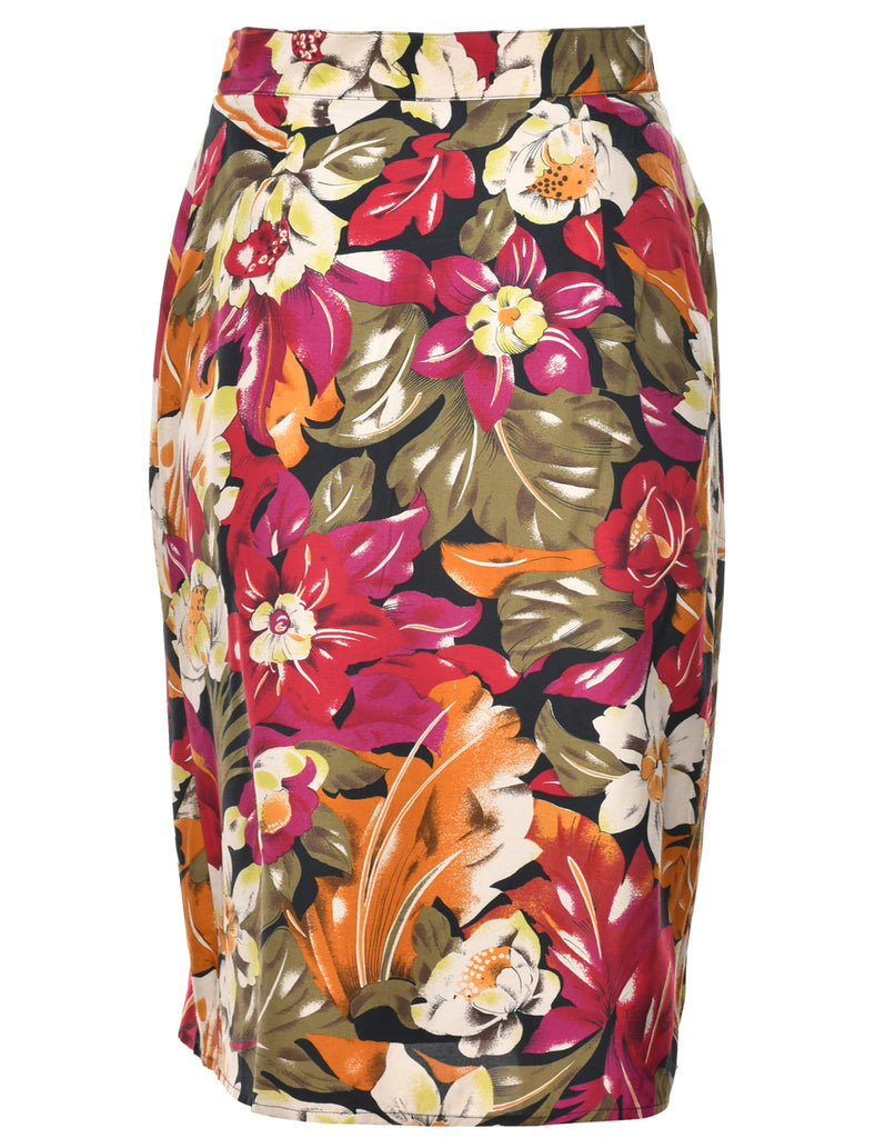 Floral Print Pencil Skirt - M