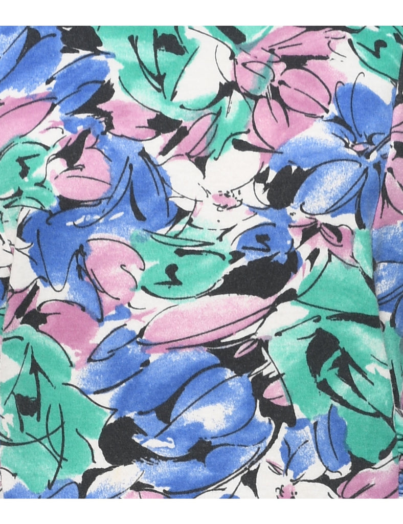 Floral Print Peplum Skirt Dress - M